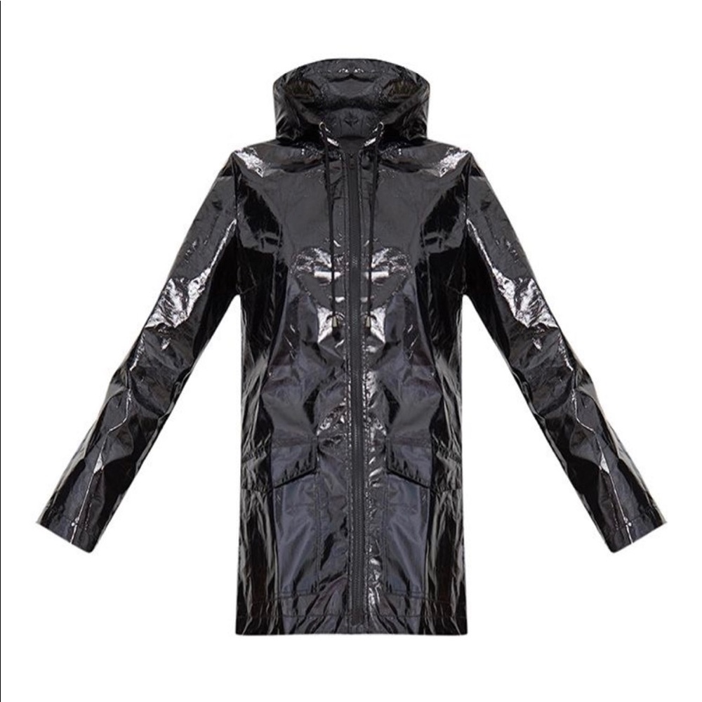 PRETTY LITTLE THING BLACK RAIN JACKET - Picture 3 of 3